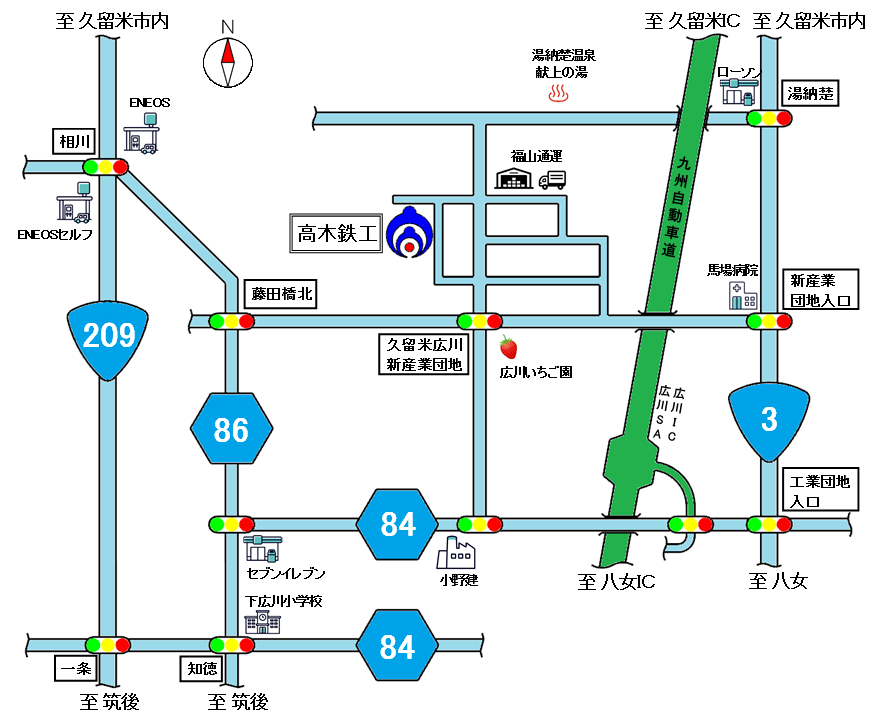 福岡県久留米高木鉄工の会社案内地図
